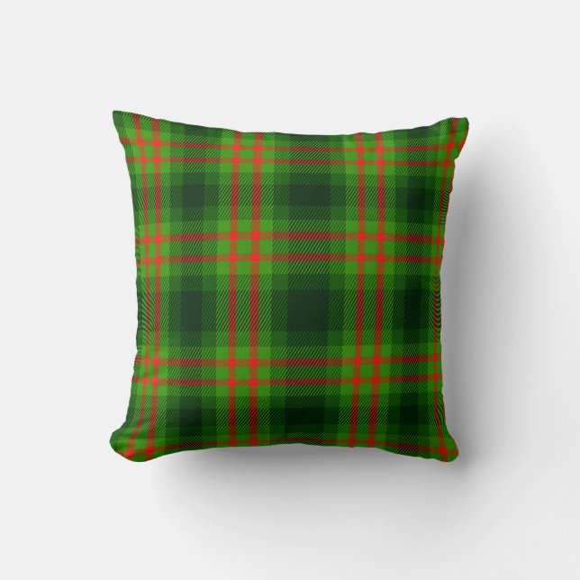Christmas Red Green Tartan Plaid Seamless Pattern Throw Pillow (Front)