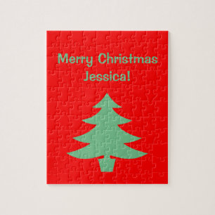 Christmas Red Green Tree Holidays 4Jessica Jigsaw Puzzle