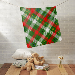 Christmas Red Green White Flannel Plaid Design Baby Blanket