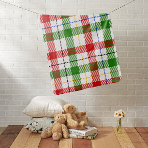 Christmas Red Green White Flannel Plaid Design Baby Blanket