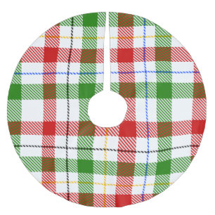 Christmas Red Green White Flannel Plaid Design Brushed Polyester Tree Skirt