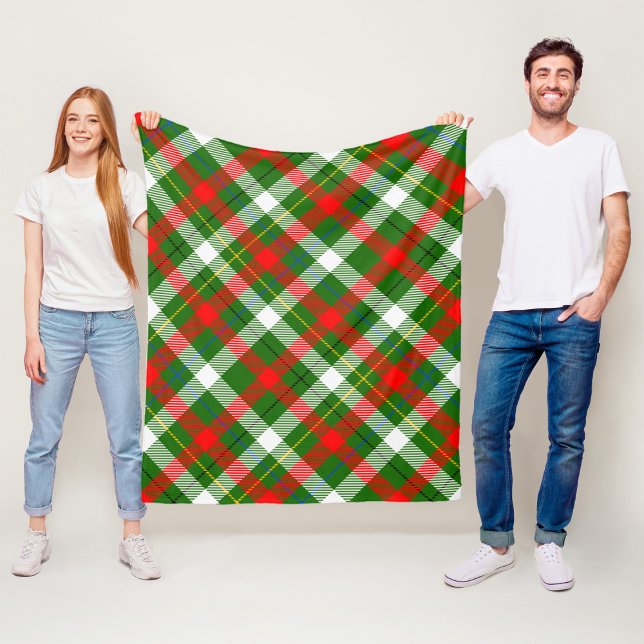 Christmas Red Green White Flannel Plaid Design  Fleece Blanket (Creator Uploaded)