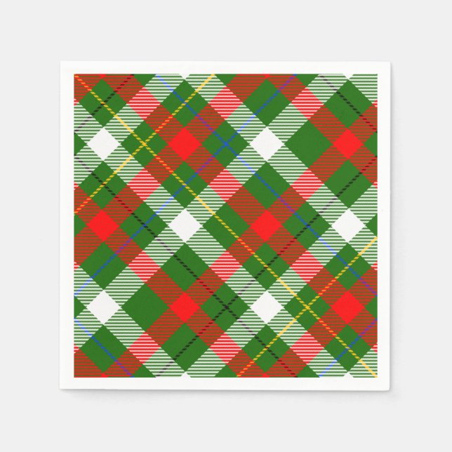 Christmas Red Green White Flannel Plaid Design  Napkins (Front)