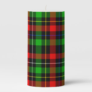 Christmas Red Green White Flannel Plaid Design  Pillar Candle