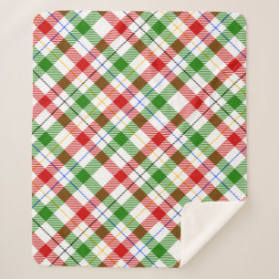 Christmas Red Green White Flannel Plaid Design Sherpa Blanket