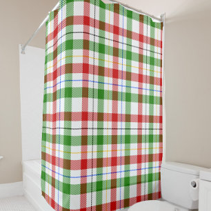 Christmas Red Green White Flannel Plaid Design Shower Curtain