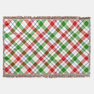 Christmas Red Green White Flannel Plaid Design Throw Blanket