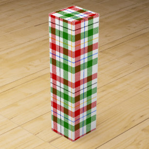Christmas Red Green White Flannel Plaid Design Wine Box