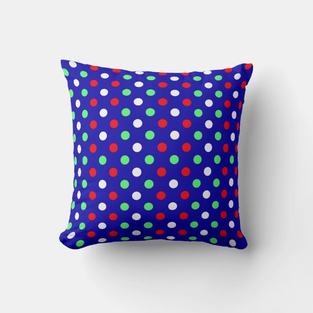 Christmas - Red, Green & White Polka Dots Pattern  Throw Pillow (Front)