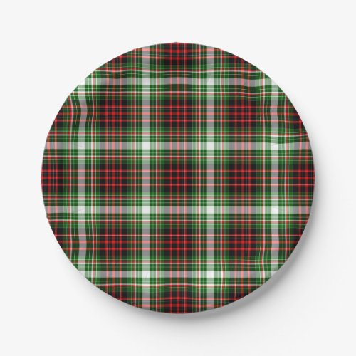 Christmas Red Green White Tartan Plaid Paper Plates