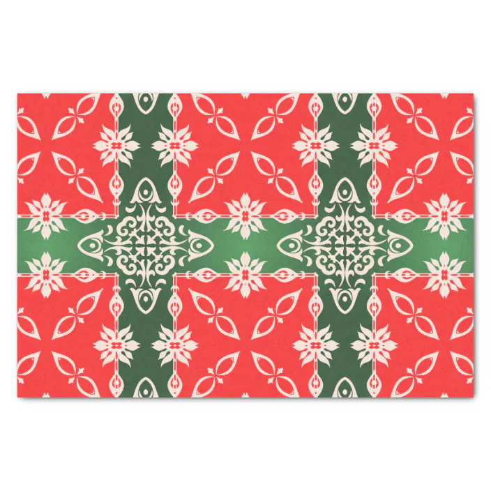 White & Green Designs Christmas Tissue Papers Red 