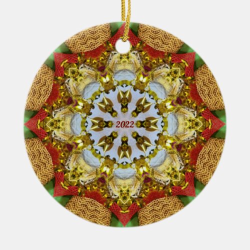   CHRISTMAS Red Green Yellow 2022  Ceramic Ornament