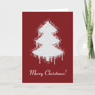 Christmas Red Greeting Card Graffiti White Tree