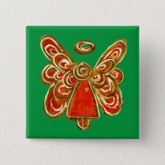 Christmas Red Guardian Angel Art Custom Pin Button