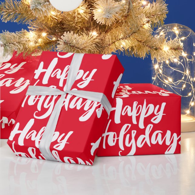 Christmas Red Happy Holidays Holy Days Christian Wrapping Paper (Holidays)