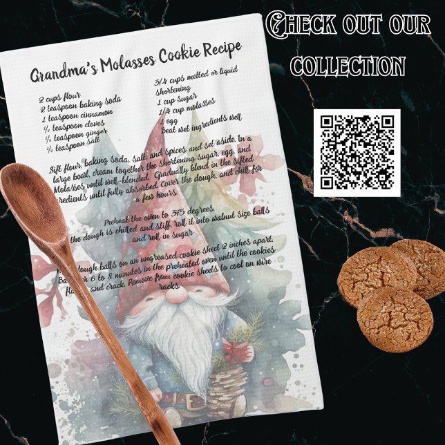Christmas Red Hat Gnome Family  Recipe keepsake  Kitchen Towel (Creator Uploaded)