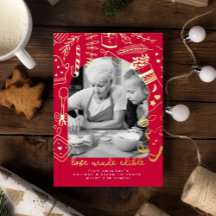 Christmas Red Holiday Baking Foil Holiday Card