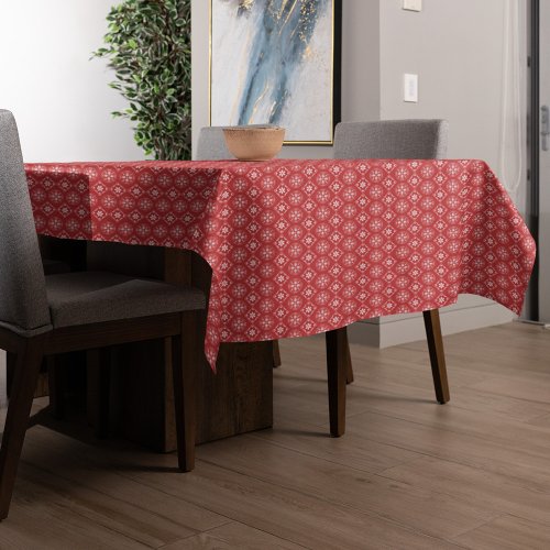 Christmas Red Holiday Snowflake Elegant Pattern Tablecloth