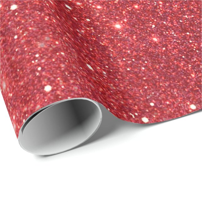 Christmas Red Holly Glitter Wrapping Paper (Roll Corner)