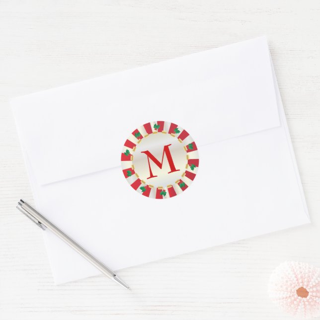 Christmas Red Holly Monogram Envelope Seal (Envelope)