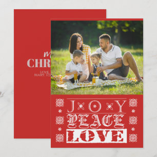Christmas Red Joy Peace Love Holiday Photo Card