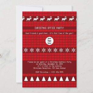 Christmas Red Knitted Sweater Xmas Office Party Invitation
