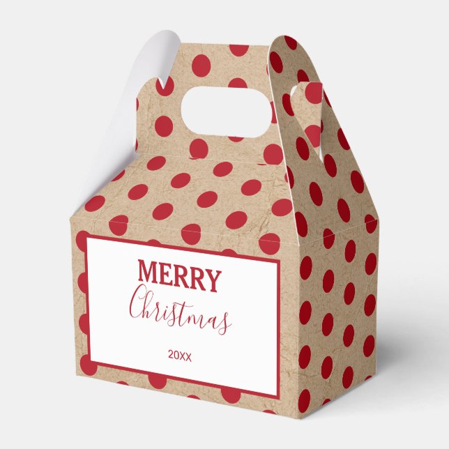 Christmas Red Kraft Polka Dots  Favor Boxes (Front Side)