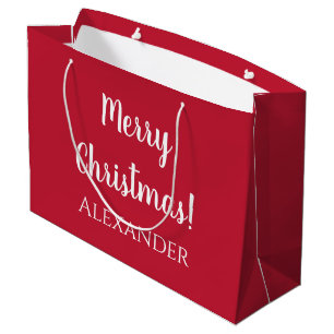 Christmas Red Merry Christmas Personalized Large Gift Bag