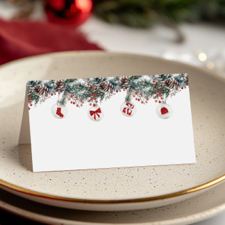 Christmas Red Merry Little Baby Shower Place Card
