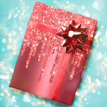Christmas Red Metallic Dripping Glitter Holiday Wrapping Paper<br><div class="desc">This sparkling gift wrap has a metallic faux foil festive red base,  with printed melting red glitter drips pouring down on both sides.</div>