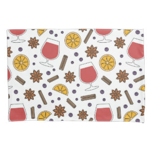 Christmas red mulled spicy wine drawing pillow case