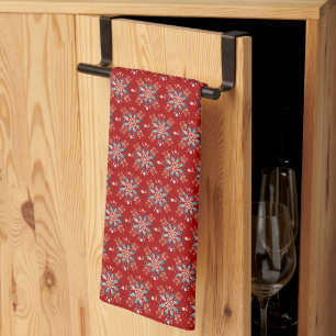 Christmas Red Nordic Folk Snowflake Cloth Napkin