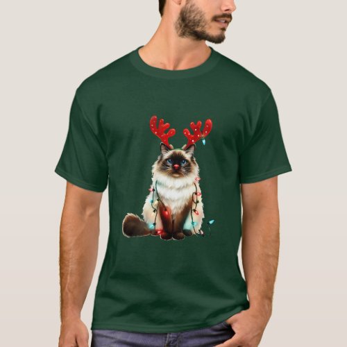 Christmas Red Nose Balinese Cat  T_Shirt