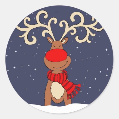 Christmas red_nosed reindeer blue sticker