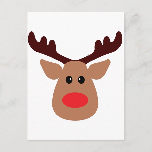 Christmas Red Nosed Reindeer Holiday Postcard (Front)