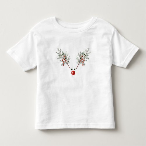 Christmas Red Nosed Reindeer Pine Berries Toddler T_shirt