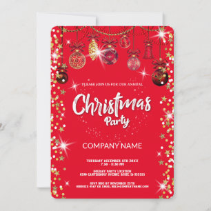 Christmas Red ornament diamonds, snowflakes Invitation