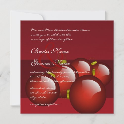 Christmas Red Ornament Wedding Invitation