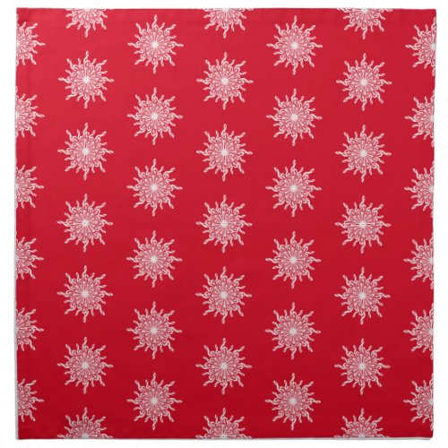 Christmas Red Ornamental G_Clef Snowflake Pattern Cloth Napkin