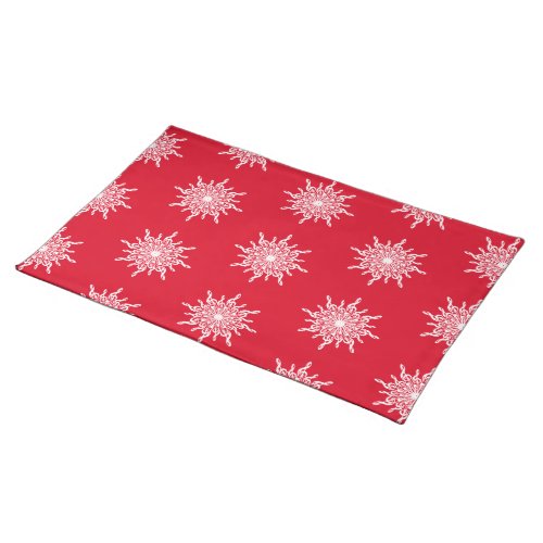 Christmas Red Ornamental G_Clef Snowflake Pattern Cloth Placemat