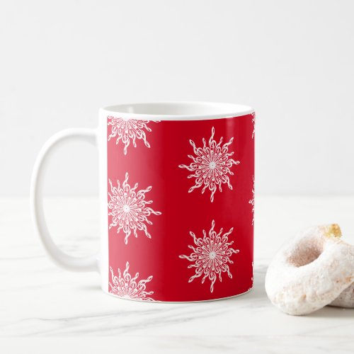 Christmas Red Ornamental G_Clef Snowflake Pattern Coffee Mug