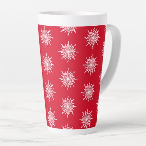 Christmas Red Ornamental G_Clef Snowflake Pattern Latte Mug
