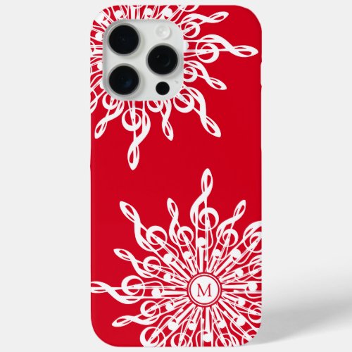 Christmas Red Ornamental Monogram G_Clef Snowflake iPhone 15 Pro Max Case