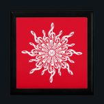 Christmas Red Ornamental Monogram G-Clef Snowflake Gift Box<br><div class="desc">Unique music-themed gift box for musicians and music lovers for the winter holidays. Melting white g-clefs form a snowflake made out of treble clef notes. Use the text template to add an initial or monogram to the middle of the ornamental design. Edit to change the Christmas red background, center circle...</div>