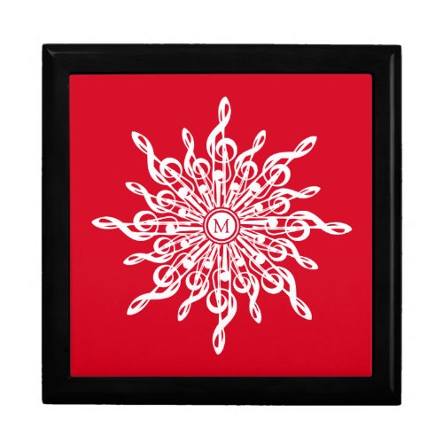 Christmas Red Ornamental Monogram G_Clef Snowflake Gift Box