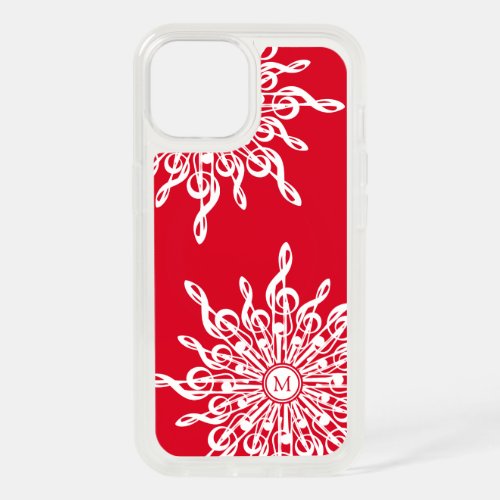 Christmas Red Ornamental Monogram G_Clef Snowflake iPhone 15 Case