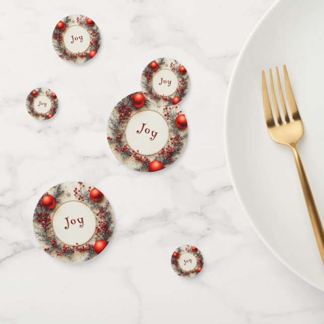 Christmas Red Ornaments Berries Snowflakes Confetti (Group)