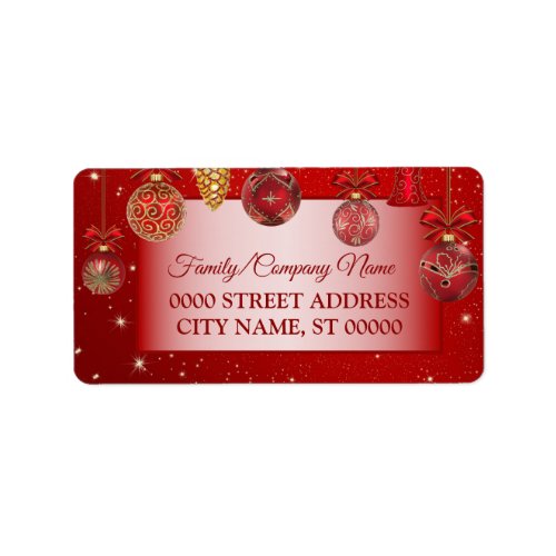 Christmas Red Ornaments Holidays Return Address Label