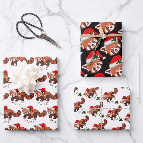 Christmas Red Panda Wrapping Paper Sheet Set