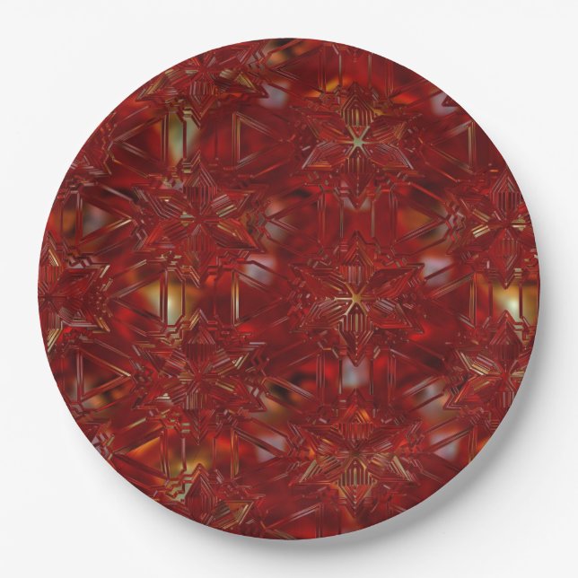 Christmas Red Pattern Luxury Holidays Paper Plates (Front)